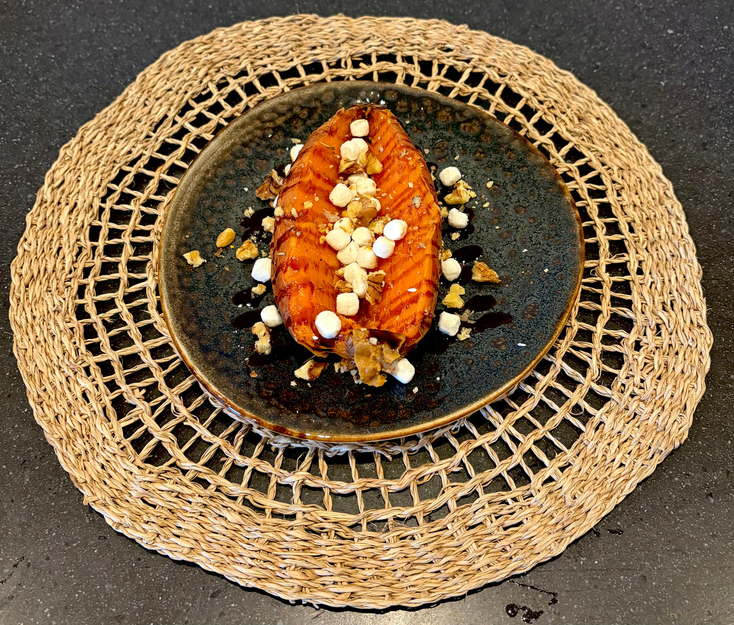 Zoete aardappel + toppings